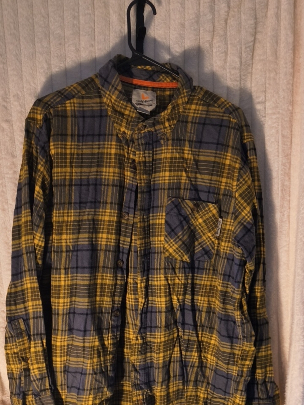Field Stream Men's Yellow and Blue Plaid Flannel Shirt